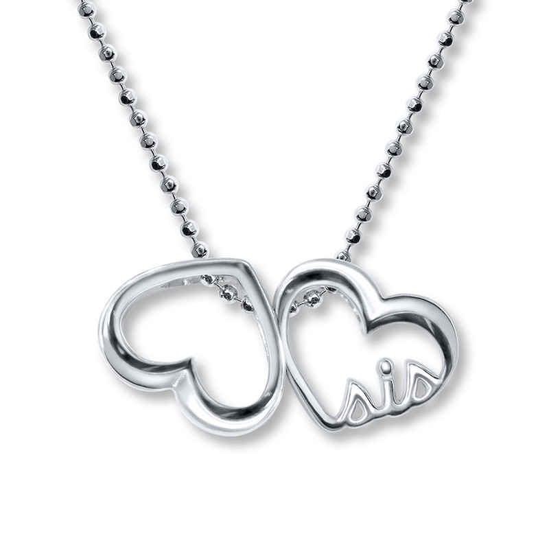 Alex Woo Word Sis Hearts Necklace Sterling Silver