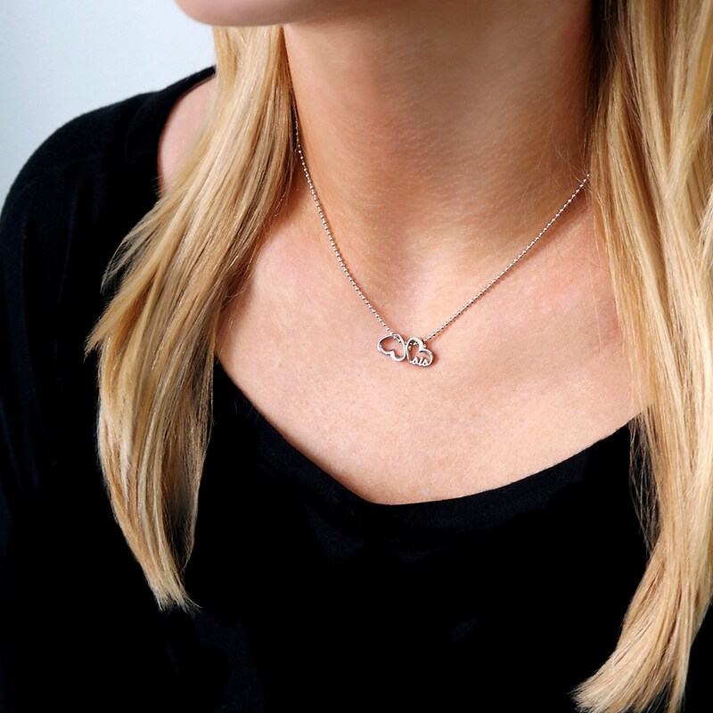 Main Image 2 of Alex Woo Word Sis Hearts Necklace Sterling Silver
