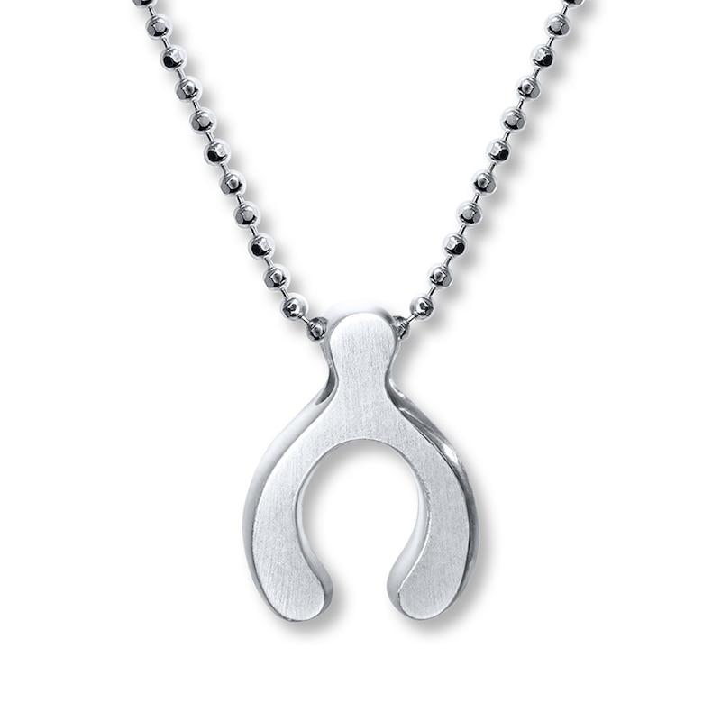 Main Image 1 of Alex Woo Luck Wishbone Necklace Sterling Silver