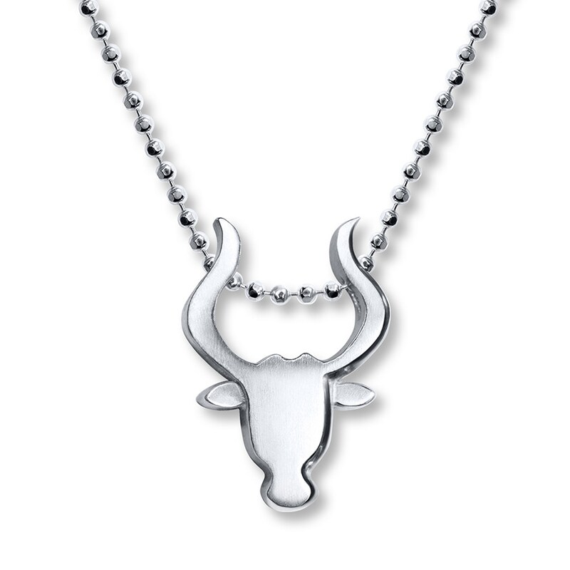 Main Image 1 of Alex Woo Signs Bull Necklace Sterling Silver