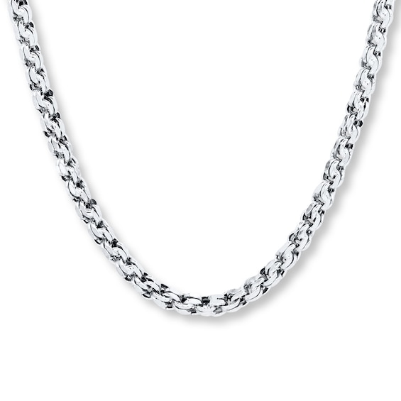 Hollow Chain Link Necklace 10K White Gold 22 Length