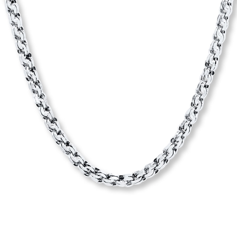 Hollow Chain Link Necklace 10K White Gold 22" Length 3.8mm