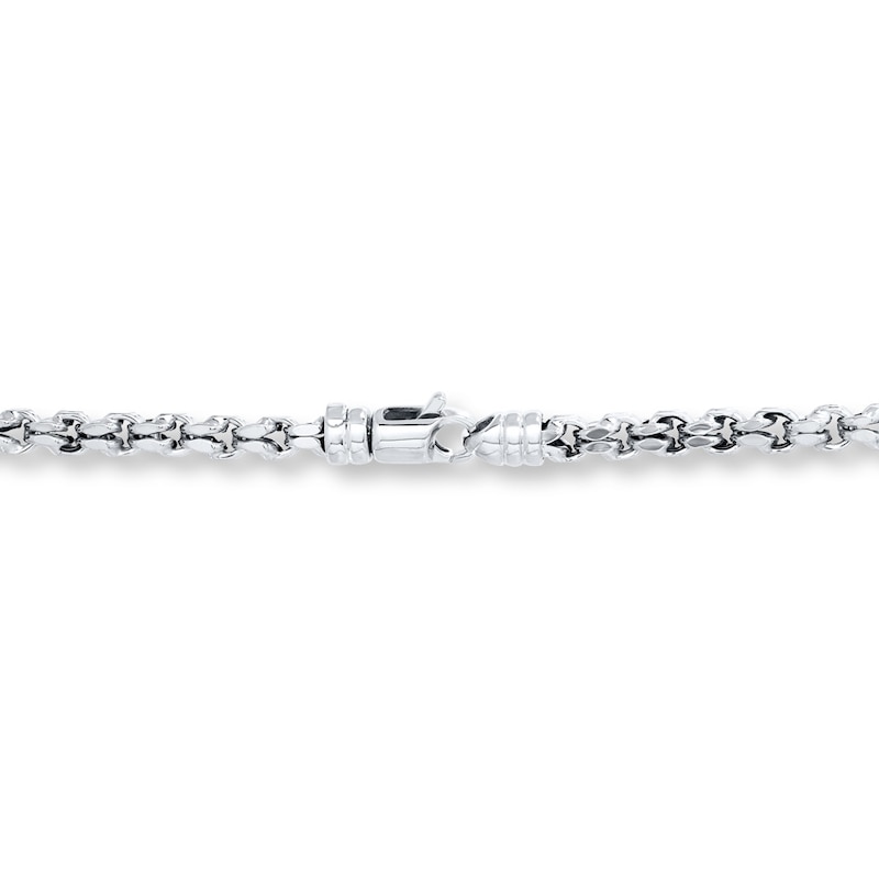 Main Image 2 of Semi-Solid Chain Link Necklace 10K White Gold 22" Length 3.8mm