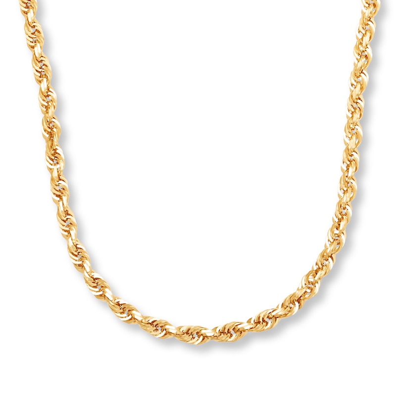 Main Image 1 of Solid Glitter Rope Necklace 10K Yellow Gold 24" 5.5mm