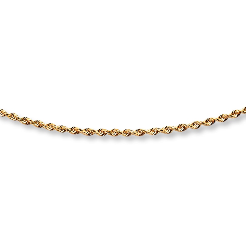 Solid Glitter Rope Chain Necklace 14K Yellow Gold 20" Length 2mm