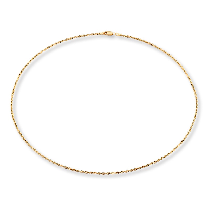 Solid Glitter Rope Chain Necklace 14K Yellow Gold 20" Length 2mm