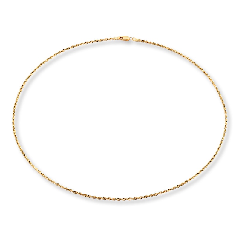 Main Image 2 of Solid Glitter Rope Chain Necklace 14K Yellow Gold 20" Length 2mm
