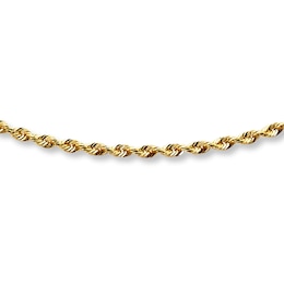 Solid Glitter Rope Chain Necklace 14K Yellow Gold 24&quot; Length