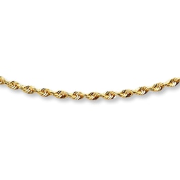 Solid Glitter Rope Chain Necklace 14K Yellow Gold 24" Length 2mm