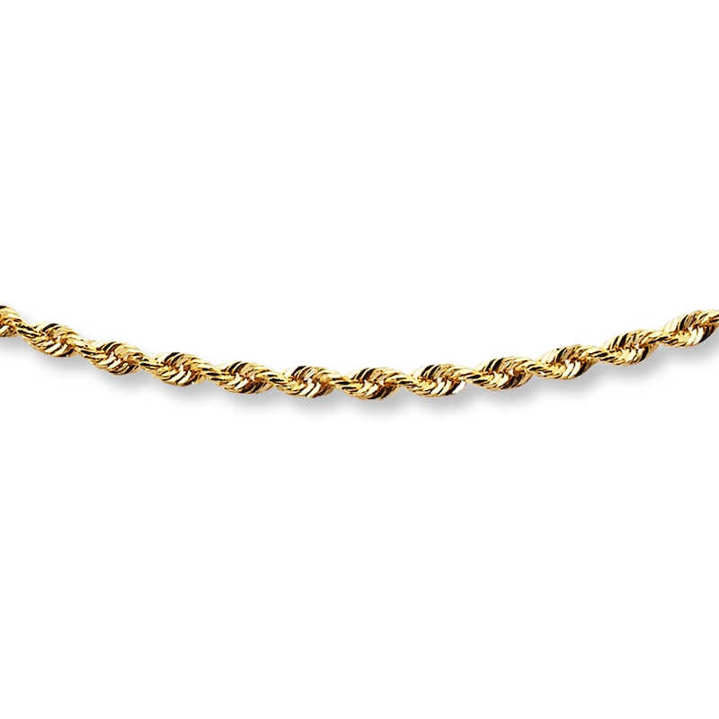 Main Image 1 of Solid Glitter Rope Chain Necklace 14K Yellow Gold 24" Length 2mm