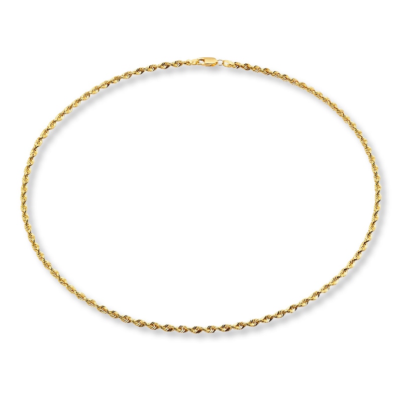 Main Image 2 of Solid Glitter Rope Chain Necklace 14K Yellow Gold 24" Length 2mm
