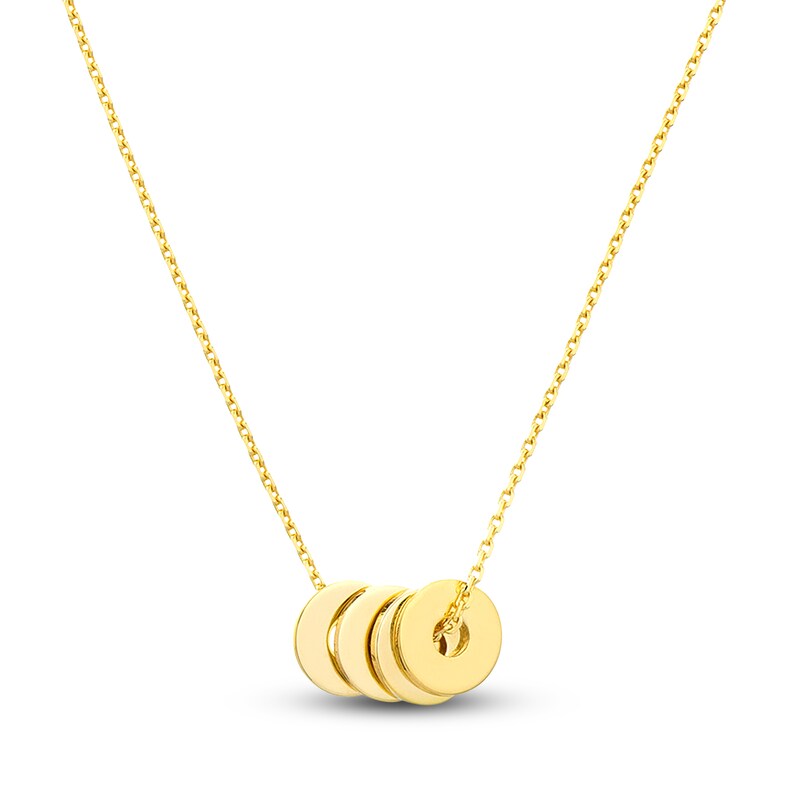Main Image 1 of Floating Disc Necklace 14K Yellow Gold 18"