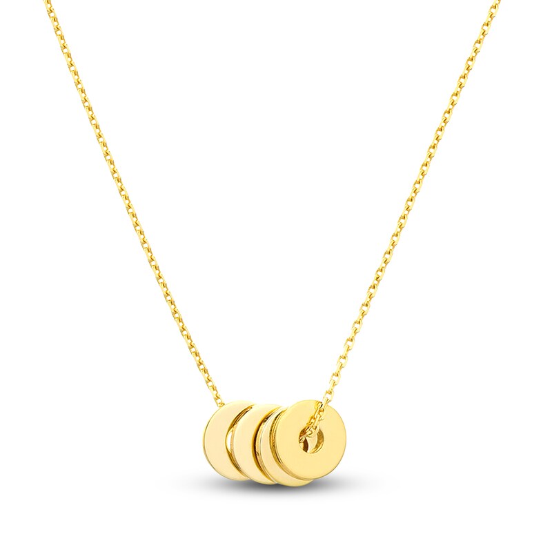 Floating Disc Necklace 14K Yellow Gold 18"