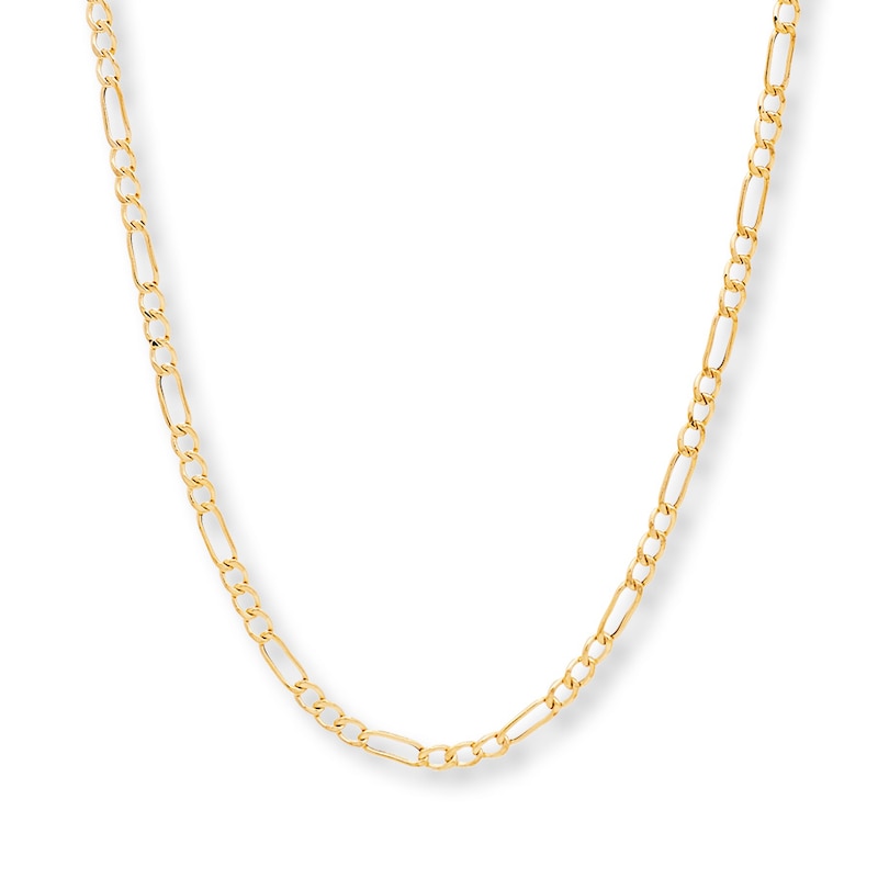 Main Image 1 of Hollow Figaro Link Chain 14K Yellow Gold 20" 2.65mm