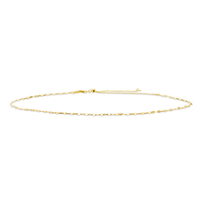 Main Image 1 of Mirror Disc Choker Necklace 10K Yellow Gold 16" Adjustable