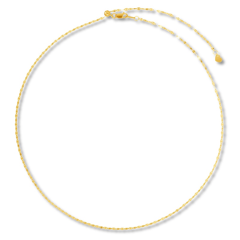 Main Image 1 of Solid Mirror Chain Necklace 14K Yellow Gold 20" Adjustable 1.3mm