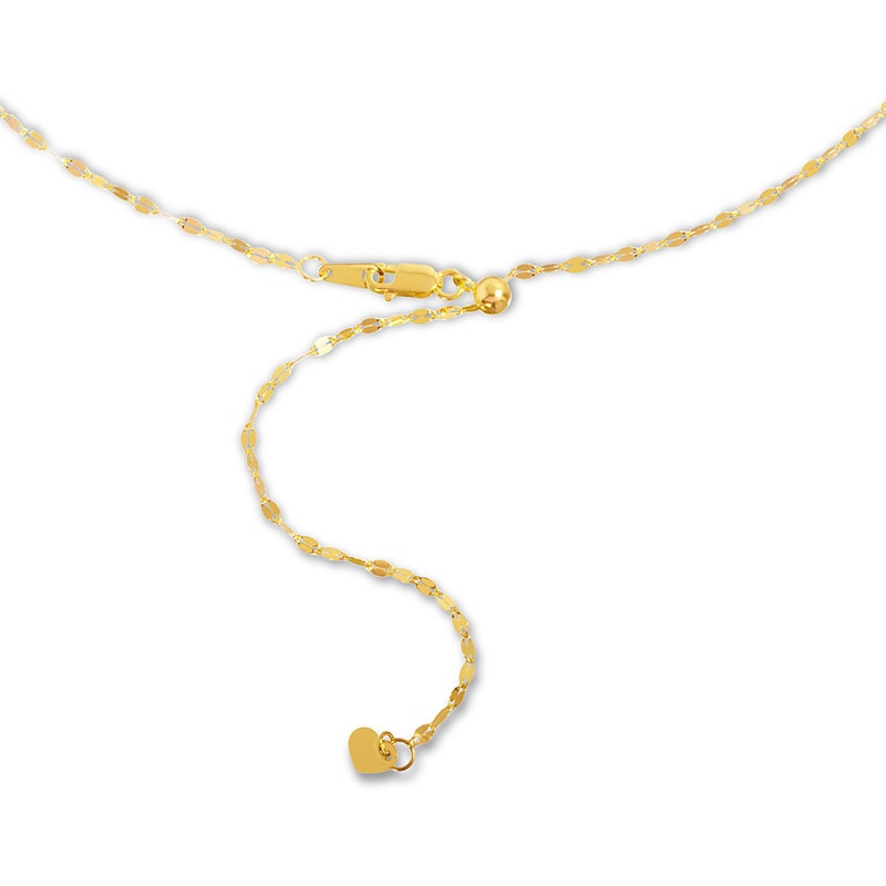 Main Image 2 of Solid Mirror Chain Necklace 14K Yellow Gold 20" Adjustable 1.3mm