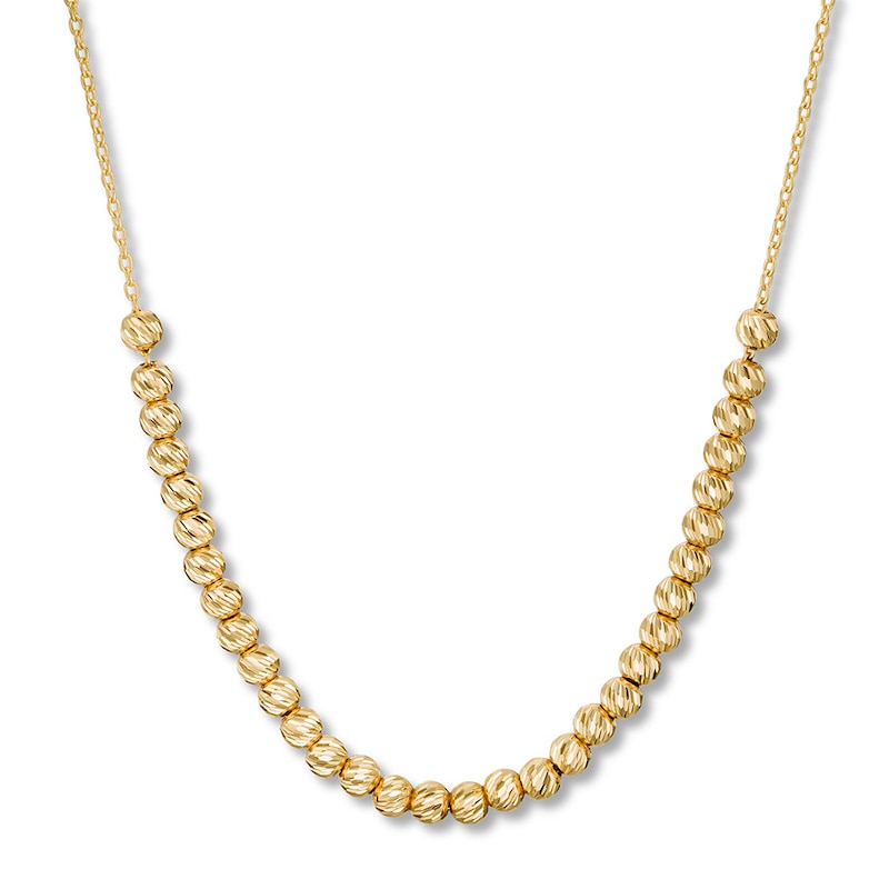 Main Image 1 of Textured Beaded Necklace 10K Yellow Gold 16" Adjustable