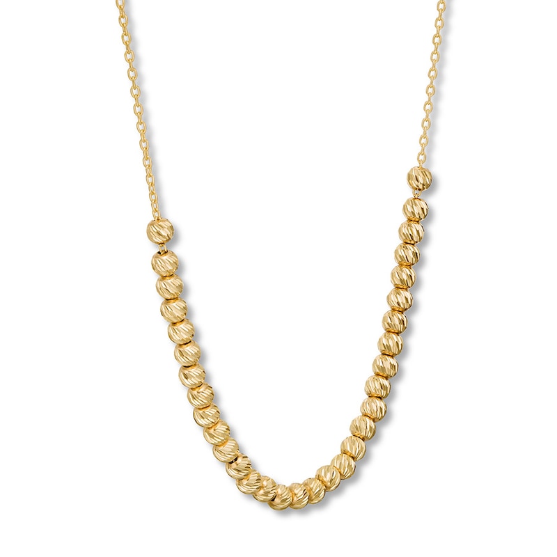 Main Image 2 of Textured Beaded Necklace 10K Yellow Gold 16" Adjustable