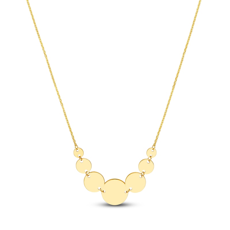 Main Image 1 of Graduated Disc Necklace 14K Yellow Gold 16" Adjustable