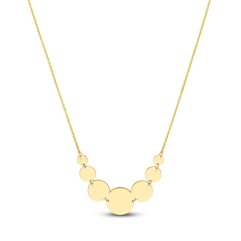 Graduated Disc Necklace 14K Yellow Gold 16" Adjustable