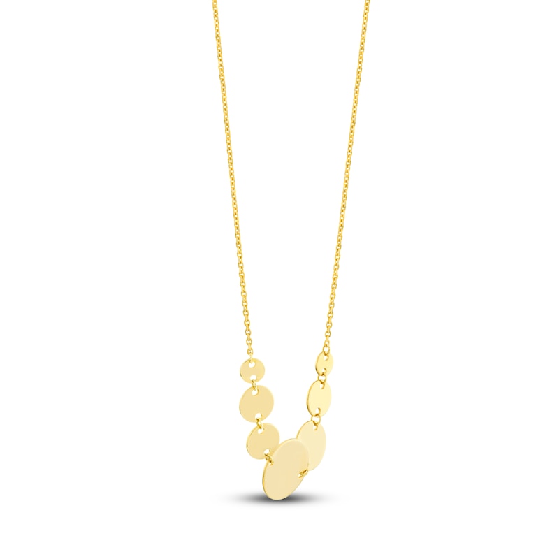Main Image 2 of Graduated Disc Necklace 14K Yellow Gold 16" Adjustable