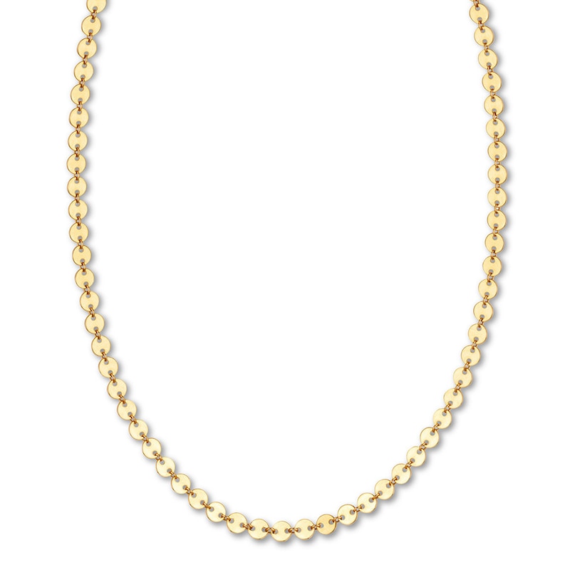 Round Disc Necklace 14K Yellow Gold 16" Adjustable
