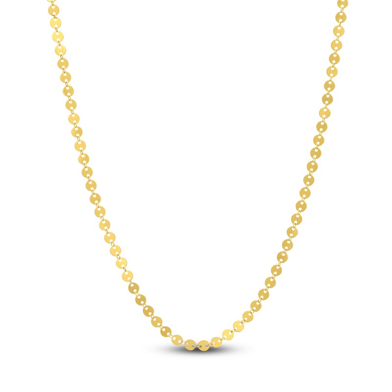 Main Image 1 of Round Disc Necklace 14K Yellow Gold 16" Adjustable
