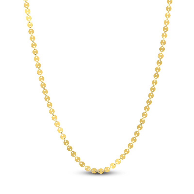 Round Disc Necklace 14K Yellow Gold 16" Adjustable