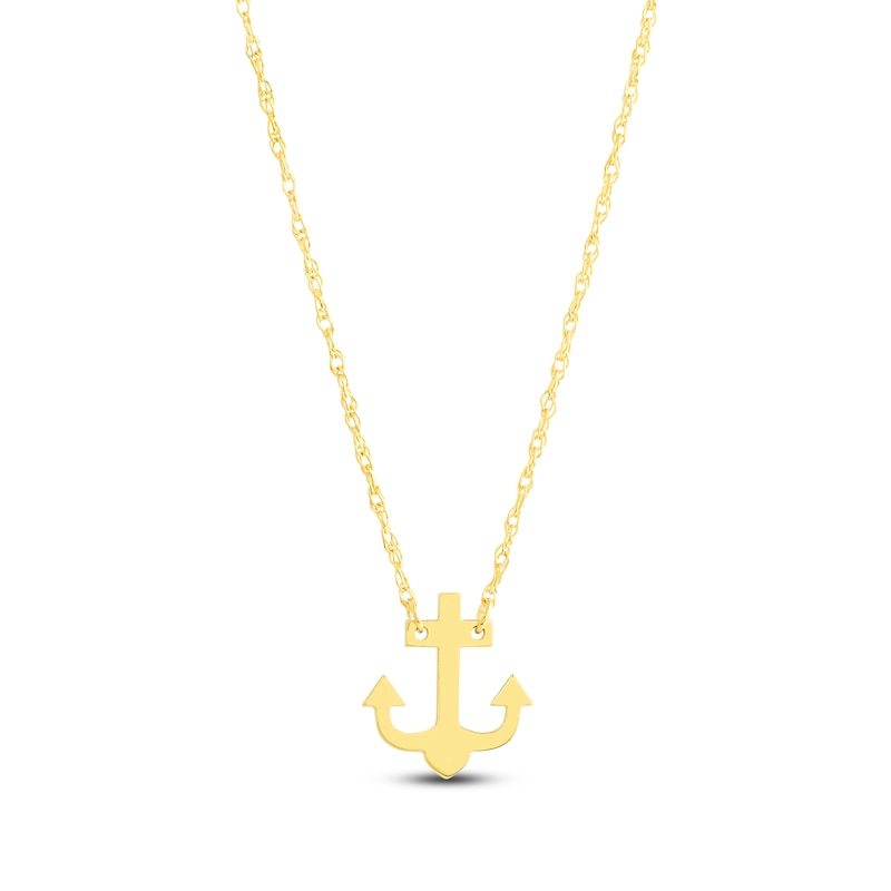 Main Image 1 of Anchor Necklace 14K Yellow Gold 16" Adjustable