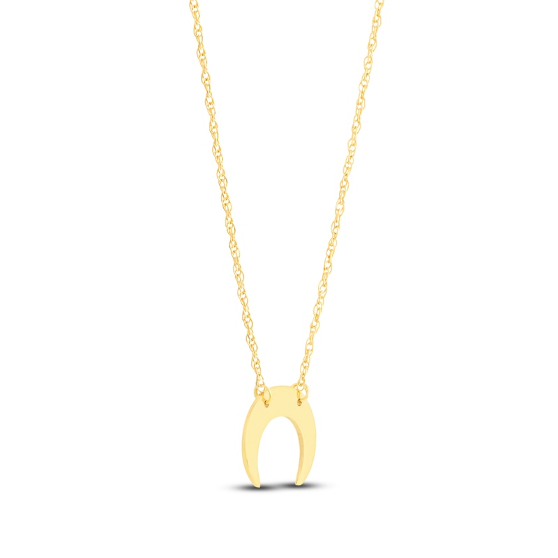 Main Image 2 of Moon Necklace 14K Yellow Gold 16" Adjustable