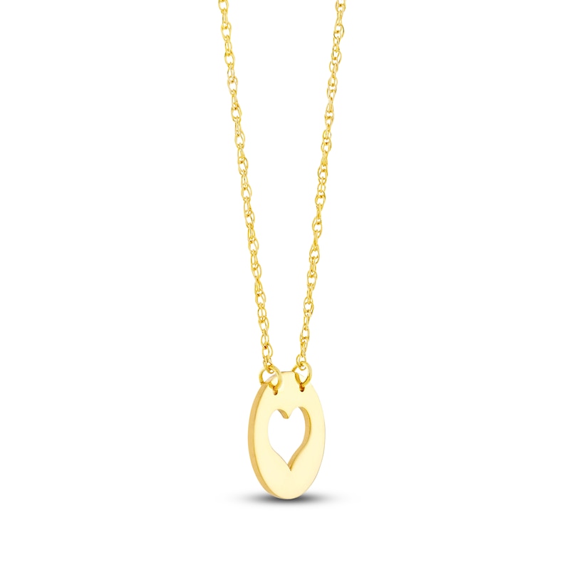 Main Image 2 of Disc Heart Necklace 14K Yellow Gold 16&quot; Adjustable