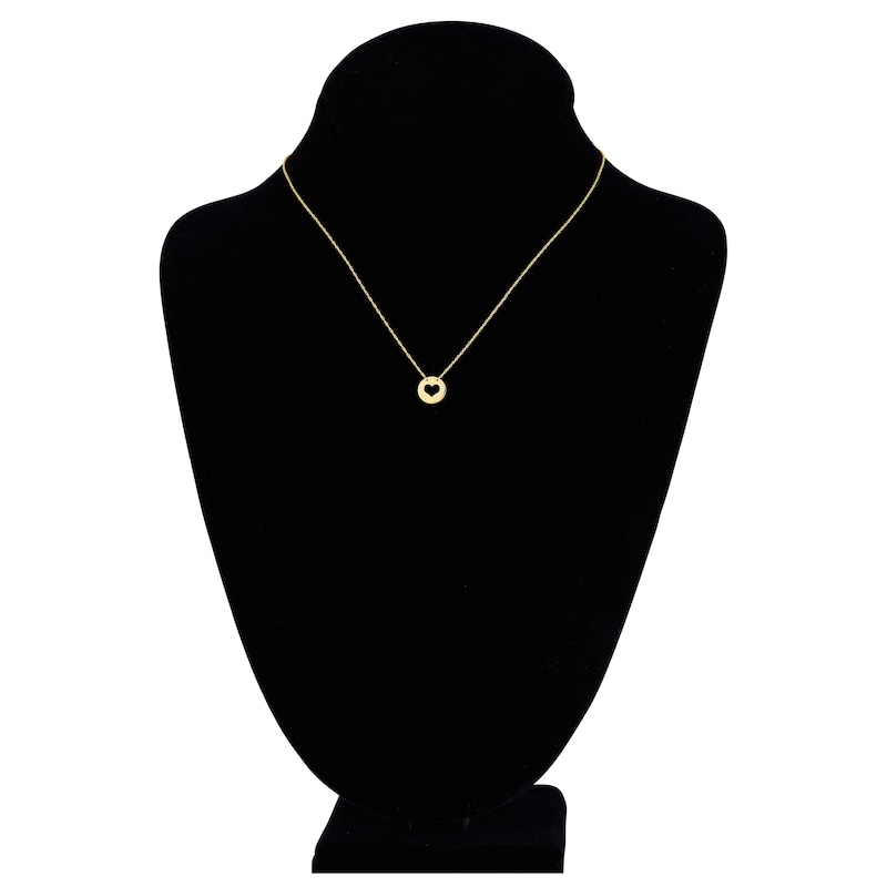 Disc Heart Necklace 14K Yellow Gold 16" Adjustable