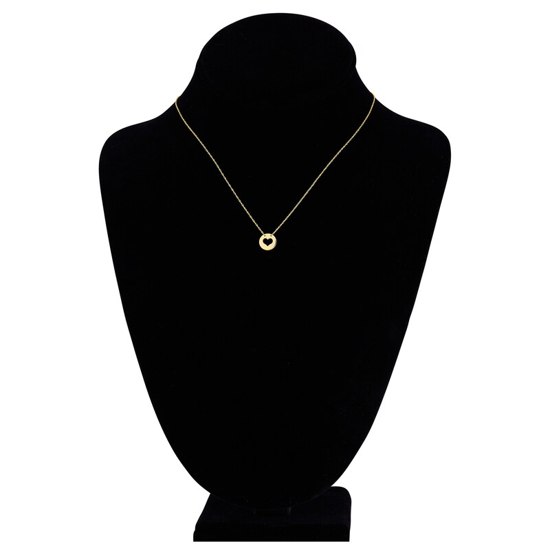Main Image 4 of Disc Heart Necklace 14K Yellow Gold 16&quot; Adjustable