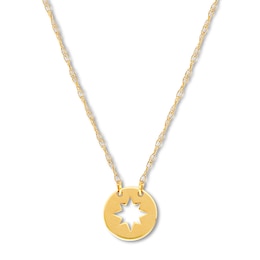 Disc Star Necklace 14K Yellow Gold 16" Adjustable