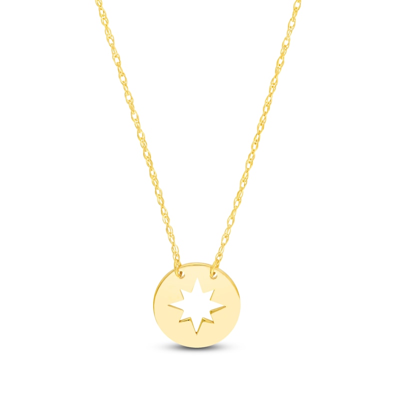 Disc Star Necklace 14K Yellow Gold 16" Adjustable