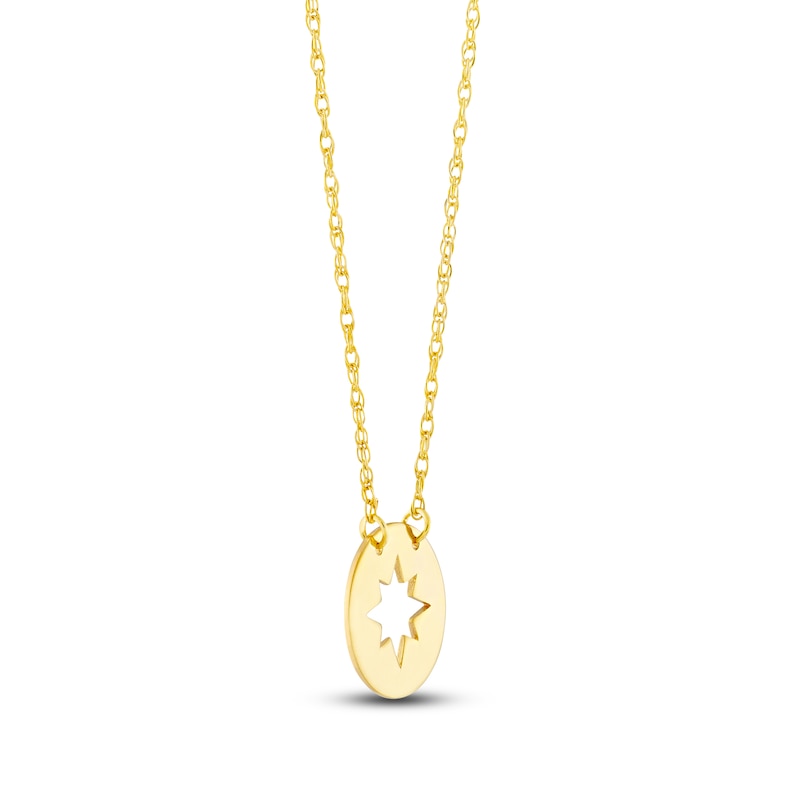 Main Image 2 of Disc Star Necklace 14K Yellow Gold 16" Adjustable