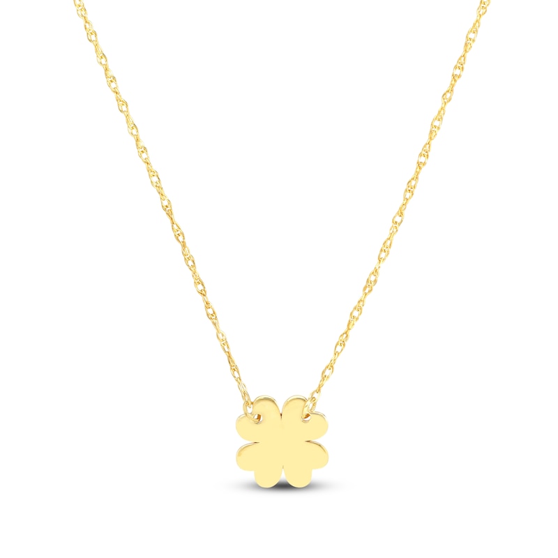 Clover Necklace 14K Yellow Gold 16" Adjustable