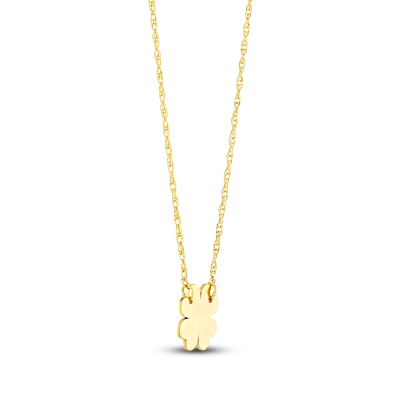 Clover Necklace 14K Yellow Gold 16" Adjustable