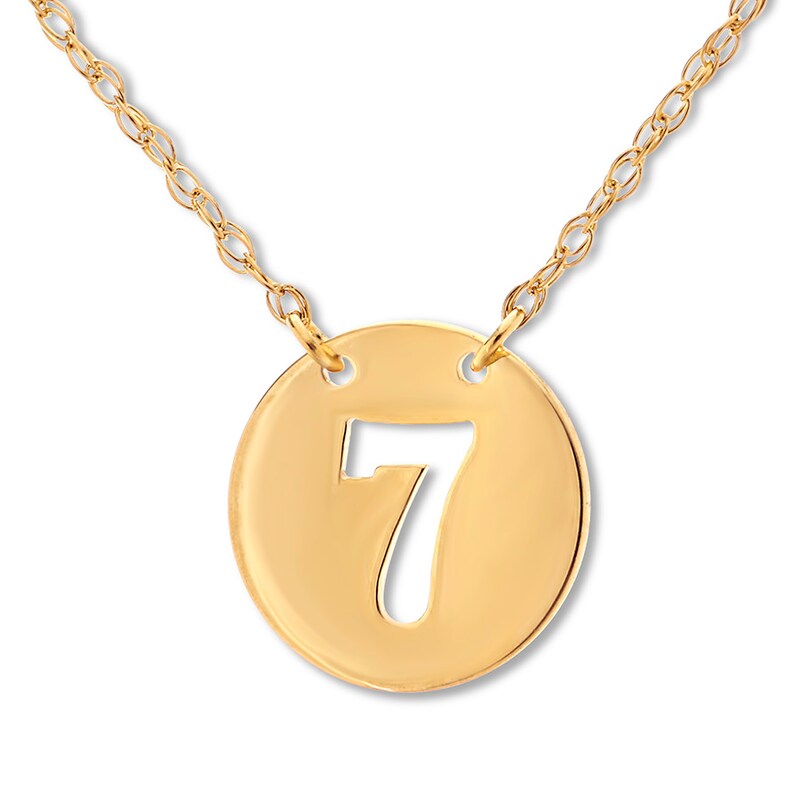 Main Image 1 of Circle 7 Necklace 14K Yellow Gold 16&quot; Adjustable