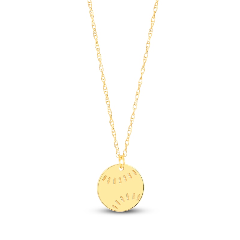 Main Image 1 of Baseball Necklace 14K Yellow Gold 16" Adjustable