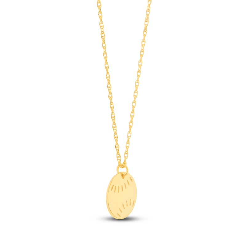 Main Image 2 of Baseball Necklace 14K Yellow Gold 16" Adjustable