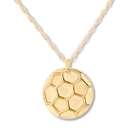 Soccer Ball Necklace 14K Yellow Gold 16" Adjustable