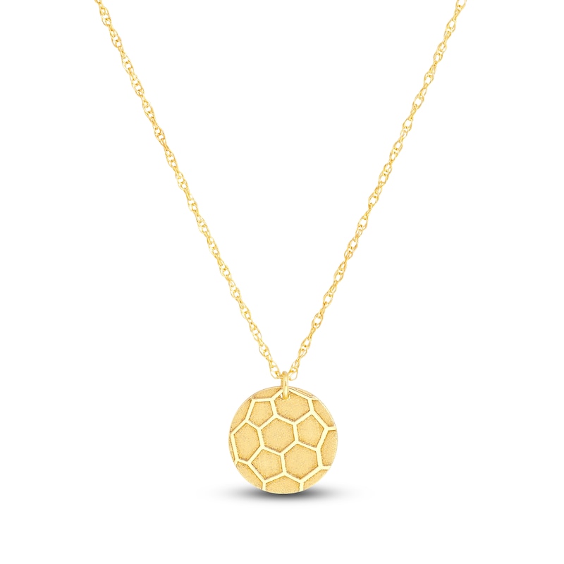 Main Image 1 of Soccer Ball Necklace 14K Yellow Gold 16" Adjustable