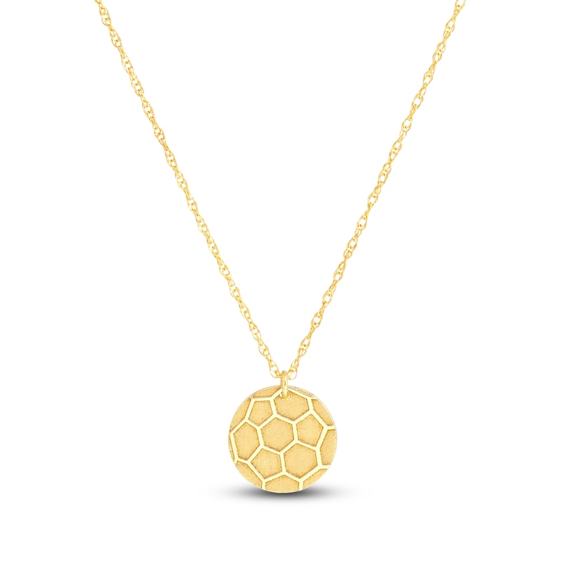 Soccer Ball Necklace 14K Yellow Gold 16" Adjustable