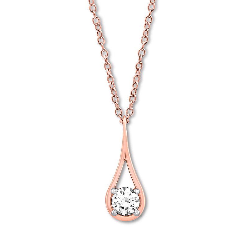 Diamond Necklace 1/5 carat Round-cut 10K Rose Gold