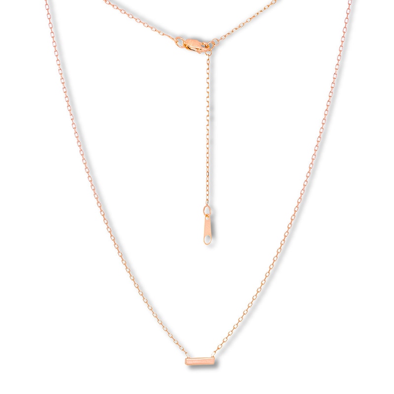 Miniature Staple Necklace 10K Rose Gold 18" Length
