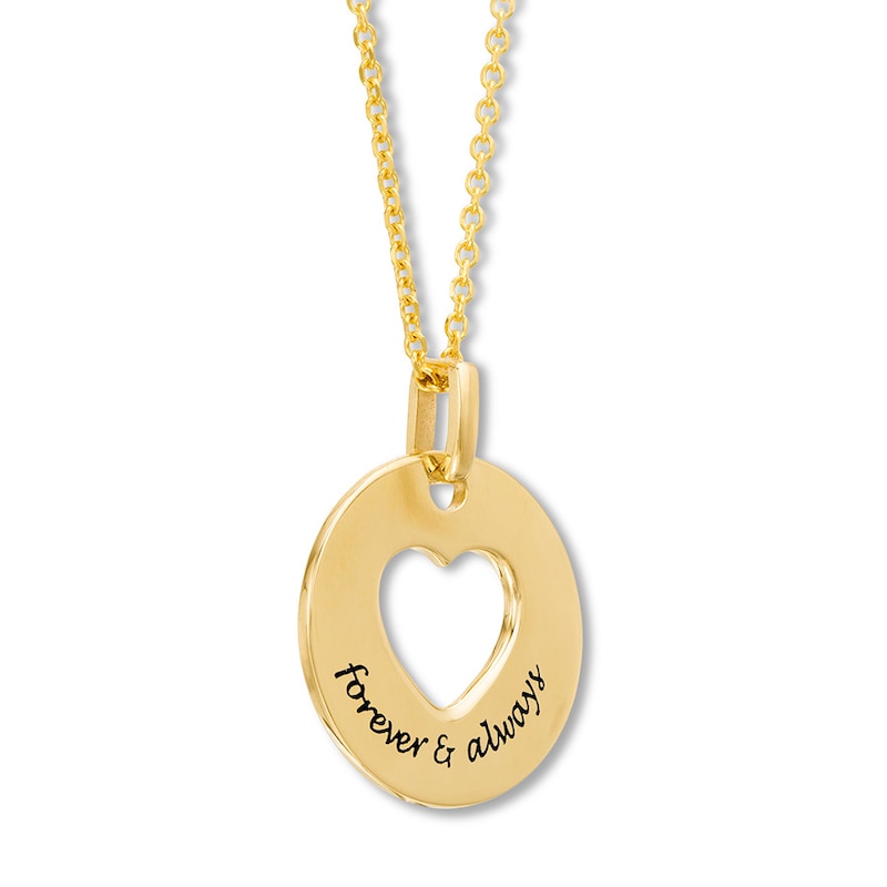 Main Image 3 of Heart Disc Forever & Always Necklace 10K Yellow Gold 18"