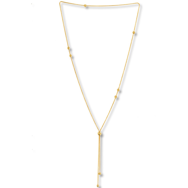 Main Image 1 of Beaded Bolo Necklace 10K Yellow Gold 26.25"