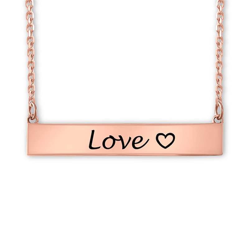 Main Image 1 of &quot;Love&quot; Bar Necklace 10K Rose Gold 18&quot;